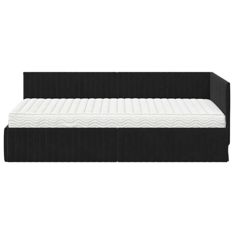 Rama Łóżka Narożnego z Materacem 2 pcs Czarny Aksamit