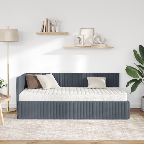 Rama Łóżka Narożnego z Materacem 2 pcs Szary Aksamit