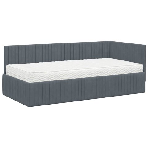Rama Łóżka Narożnego z Materacem 2 pcs Szary Aksamit