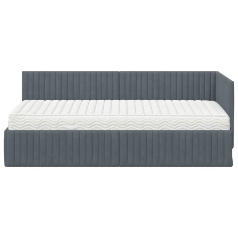 Rama Łóżka Narożnego z Materacem 2 pcs Szary Aksamit