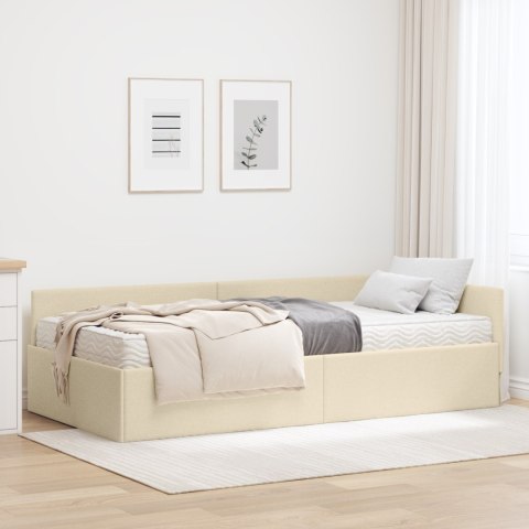 Rama Łóżka Narożnego z Materacem Inny 2 pcs Kremowy tkanina