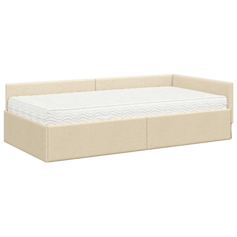 Rama Łóżka Narożnego z Materacem Inny 2 pcs Kremowy tkanina