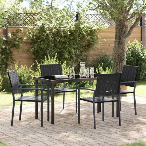 Zestaw do jadalni w ogrodzie 5 pcs Czarny Rattan PE