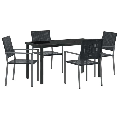 Zestaw do jadalni w ogrodzie 5 pcs Czarny Rattan PE