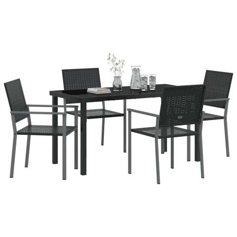 Zestaw do jadalni w ogrodzie 5 pcs Czarny Rattan PE