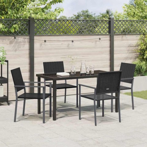 Zestaw do jadalni w ogrodzie 5 pcs Czarny Rattan PE
