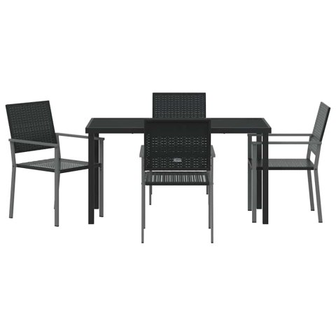 Zestaw do jadalni w ogrodzie 5 pcs Czarny Rattan PE