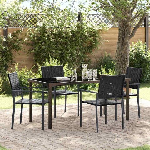 Zestaw do jadalni w ogrodzie 5 pcs Czarny Rattan PE