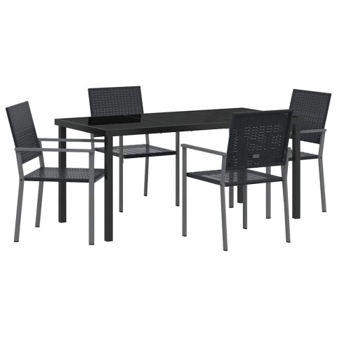 Zestaw do jadalni w ogrodzie 5 pcs Czarny Rattan PE