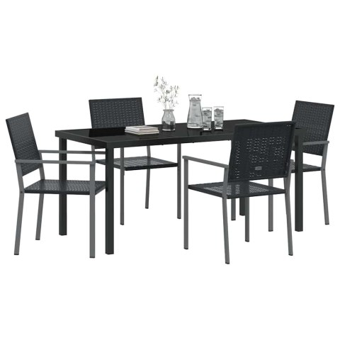 Zestaw do jadalni w ogrodzie 5 pcs Czarny Rattan PE