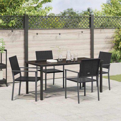 Zestaw do jadalni w ogrodzie 5 pcs Czarny Rattan PE