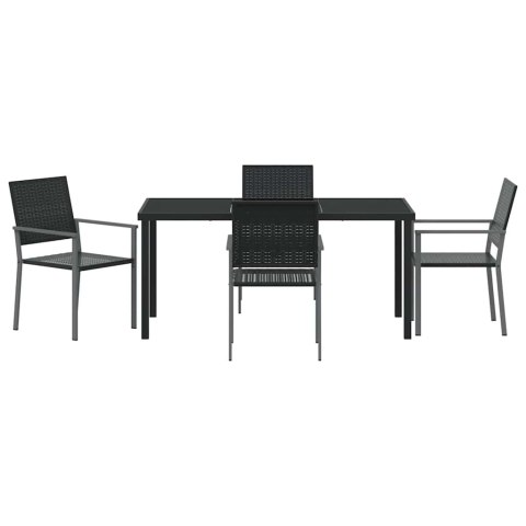 Zestaw do jadalni w ogrodzie 5 pcs Czarny Rattan PE