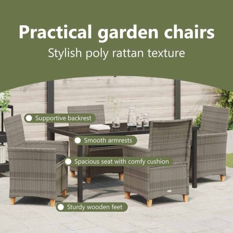 Zestaw do jadalni w ogrodzie 5 pcs Szary polirattan