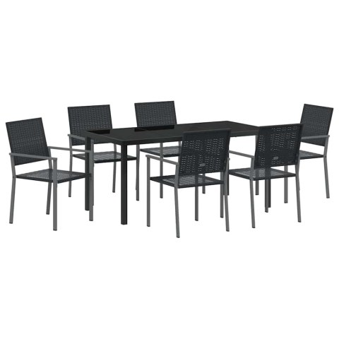Zestaw do jadalni w ogrodzie 7 pcs Czarny Rattan PE