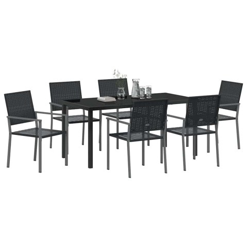Zestaw do jadalni w ogrodzie 7 pcs Czarny Rattan PE
