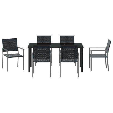 Zestaw do jadalni w ogrodzie 7 pcs Czarny Rattan PE