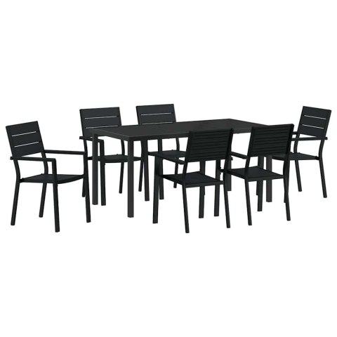 Zestaw do jadalni w ogrodzie 7 pcs Czarny