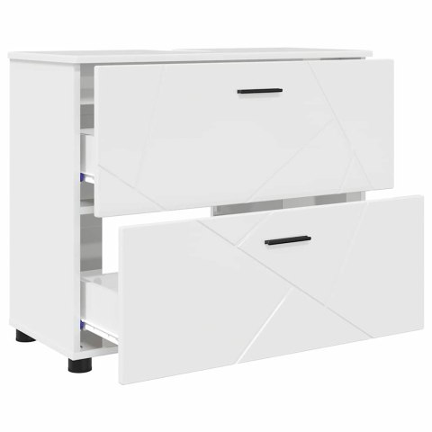 Zestaw mebli łazienkowych z szufladą 3 pcs Wysoki połysk biały