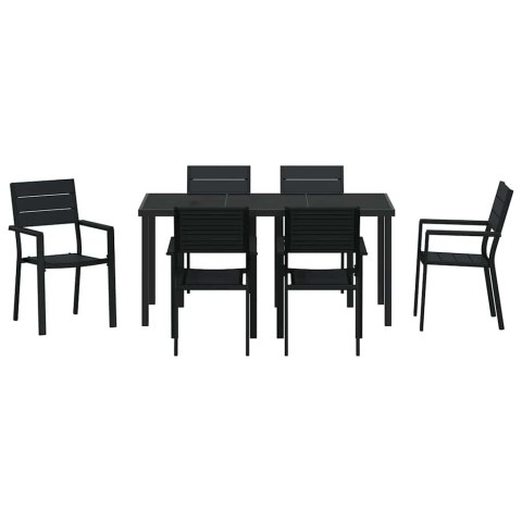 Zestaw do jadalni w ogrodzie 7 pcs Czarny
