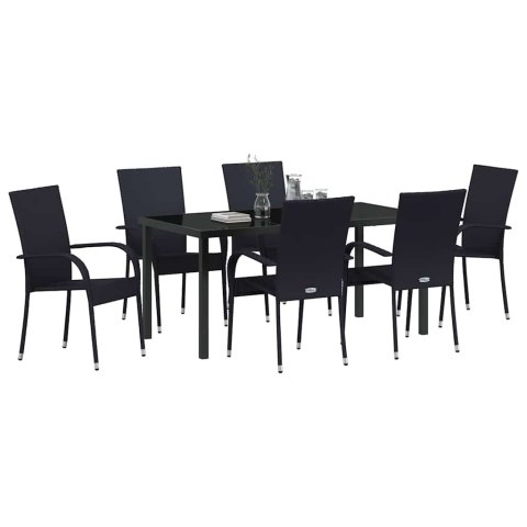 Zestaw do jadalni w ogrodzie 7 pcs Czarny