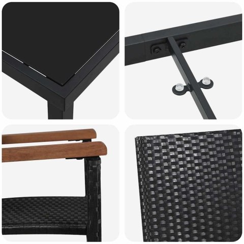 Zestaw do jadalni w ogrodzie 7 pcs Czarny
