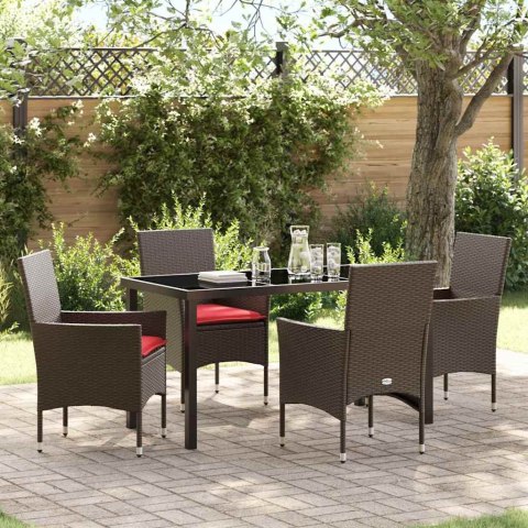 Zestaw stół i krzesła z poduszką 5 pcs Brązowy Rattan PE