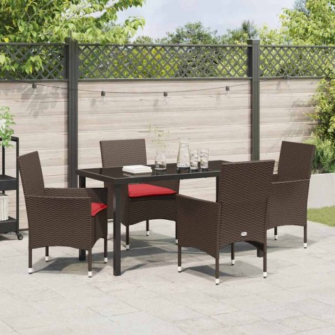 Zestaw stół i krzesła z poduszką 5 pcs Brązowy Rattan PE