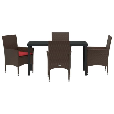 Zestaw stół i krzesła z poduszką 5 pcs Brązowy Rattan PE
