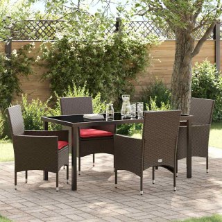 Zestaw stół i krzesła z poduszką 5 pcs Brązowy Rattan PE