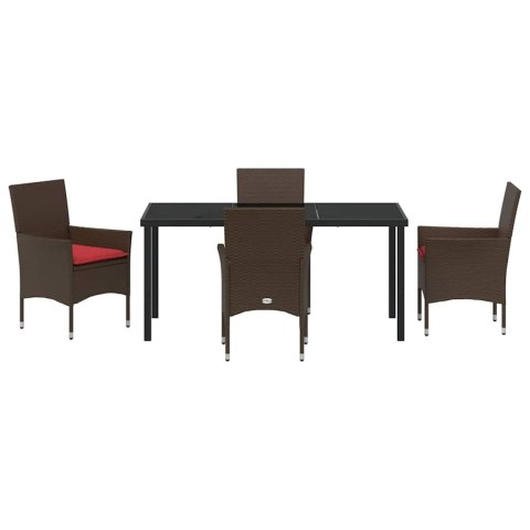 Zestaw stół i krzesła z poduszką 5 pcs Brązowy Rattan PE