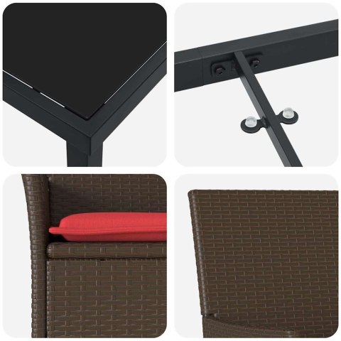 Zestaw stół i krzesła z poduszką 5 pcs Brązowy Rattan PE