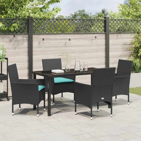 Zestaw stół i krzesła z poduszką 5 pcs Czarny Rattan PE