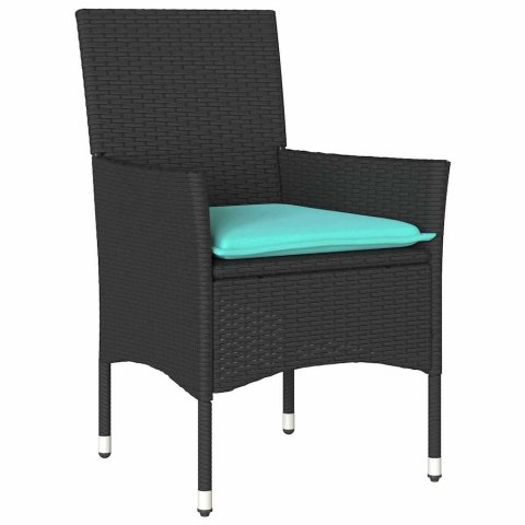 Zestaw stół i krzesła z poduszką 5 pcs Czarny Rattan PE