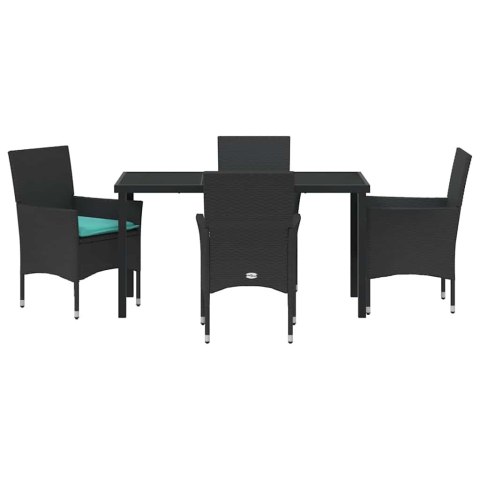 Zestaw stół i krzesła z poduszką 5 pcs Czarny Rattan PE