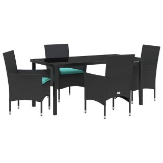 Zestaw stół i krzesła z poduszką 5 pcs Czarny Rattan PE
