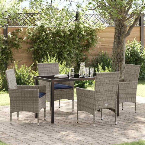 Zestaw stół i krzesła z poduszką 5 pcs Szary Rattan PE