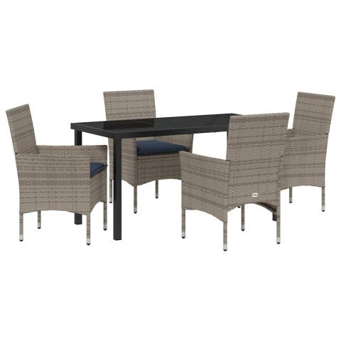 Zestaw stół i krzesła z poduszką 5 pcs Szary Rattan PE