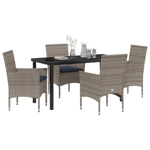 Zestaw stół i krzesła z poduszką 5 pcs Szary Rattan PE