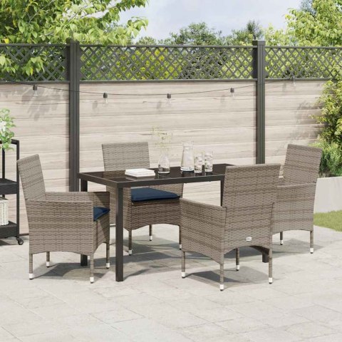 Zestaw stół i krzesła z poduszką 5 pcs Szary Rattan PE