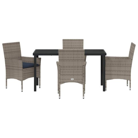 Zestaw stół i krzesła z poduszką 5 pcs Szary Rattan PE