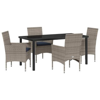 Zestaw stół i krzesła z poduszką 5 pcs Szary Rattan PE