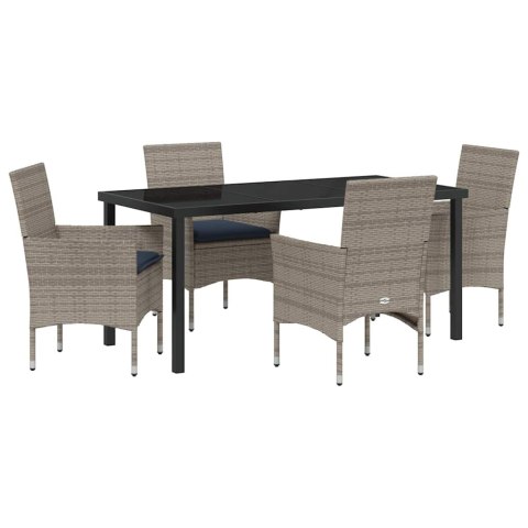 Zestaw stół i krzesła z poduszką 5 pcs Szary Rattan PE