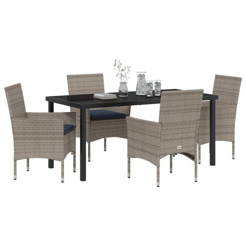 Zestaw stół i krzesła z poduszką 5 pcs Szary Rattan PE