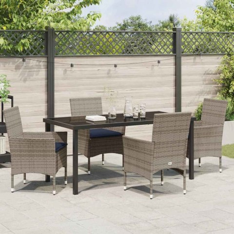 Zestaw stół i krzesła z poduszką 5 pcs Szary Rattan PE