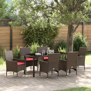 Zestaw stół i krzesła z poduszką 7 pcs Brązowy Rattan PE