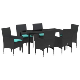 Zestaw stół i krzesła z poduszką 7 pcs Czarny Rattan PE