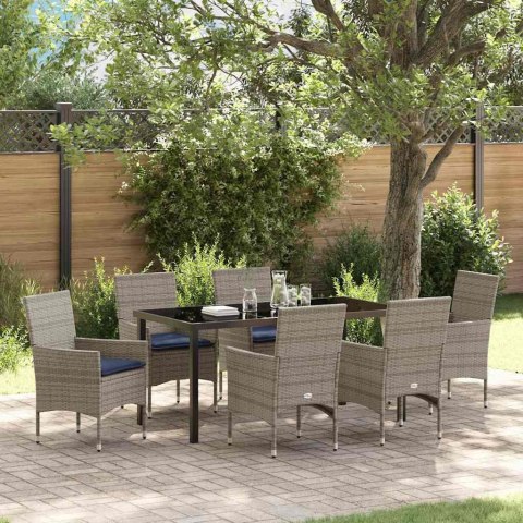 Zestaw stół i krzesła z poduszką 7 pcs Szary Rattan PE
