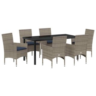 Zestaw stół i krzesła z poduszką 7 pcs Szary Rattan PE