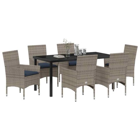 Zestaw stół i krzesła z poduszką 7 pcs Szary Rattan PE