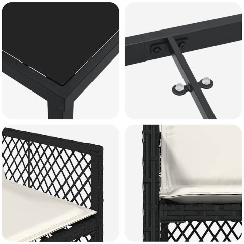 Zestaw do jadalni w ogrodzie 5 pcs Czarny polirattan